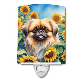 Pekingese in Sunflowers Ceramic Nightlight