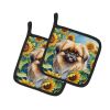 Pekingese in Sunflowers Pair of Potholders