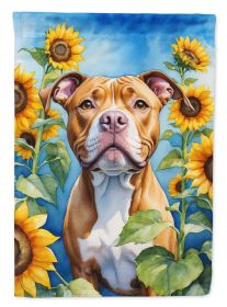 Pit Bull Terrier in Sunflowers House Flag