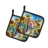 Pit Bull Terrier in Sunflowers Pair of Potholders