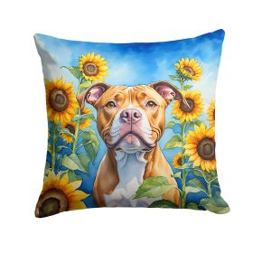 Pit Bull Terrier in Sunflowers Throw Pillow