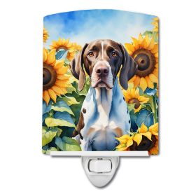 Pointer in Sunflowers Ceramic Nightlight