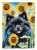 Pomeranian 1 in Sunflowers House Flag