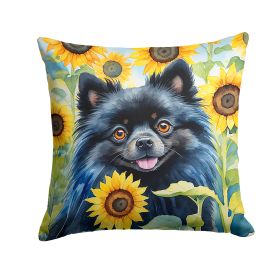 Pomeranian 1 in Sunflowers Throw Pillow