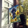 Poodle - Black Puppy - in Sunflowers House Flag