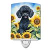Poodle - Black Puppy - in Sunflowers Ceramic Nightlight