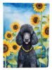 Poodle - Black - in Sunflowers House Flag