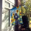 Poodle - Black - in Sunflowers House Flag