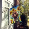 Poodle - Chocolate Puppy - in Sunflowers House Flag