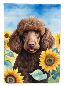 Poodle - Chocolate - in Sunflowers House Flag