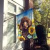 Poodle - Chocolate - in Sunflowers House Flag