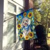 Poodle - White Puppy - in Sunflowers House Flag