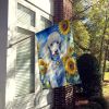 Poodle - White - in Sunflowers House Flag