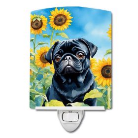 Pug in Sunflowers Ceramic Nightlight