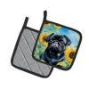 Pug 1 in Sunflowers Pair of Potholders
