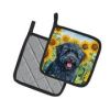Puli in Sunflowers Pair of Potholders