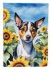 Rat Terrier in Sunflowers House Flag