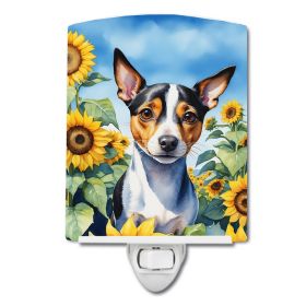Rat Terrier in Sunflowers Ceramic Nightlight