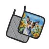 Rat Terrier in Sunflowers Pair of Potholders