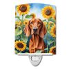 Redbone Coonhound in Sunflowers Ceramic Nightlight