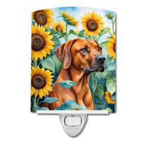 Rhodesian Ridgeback in Sunflowers Ceramic Nightlight