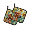 Rhodesian Ridgeback in Sunflowers Pair of Potholders