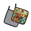 Rhodesian Ridgeback in Sunflowers Pair of Potholders