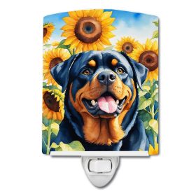 Rottweiler in Sunflowers Ceramic Nightlight