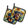 Rottweiler in Sunflowers Pair of Potholders