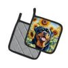 Rottweiler in Sunflowers Pair of Potholders