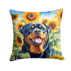 Rottweiler in Sunflowers Throw Pillow