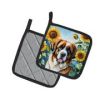 Saint Bernard in Sunflowers Pair of Potholders