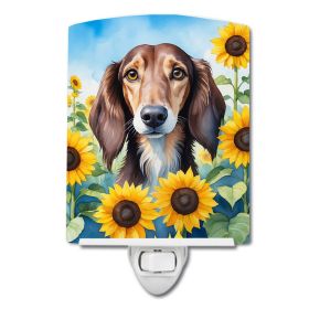 Saluki in Sunflowers Ceramic Nightlight