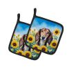 Saluki in Sunflowers Pair of Potholders