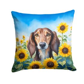Saluki in Sunflowers Throw Pillow