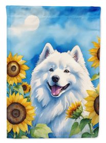 Samoyed 1 in Sunflowers House Flag