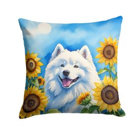 Samoyed 1 in Sunflowers Throw Pillow