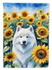 Samoyed 2 in Sunflowers House Flag
