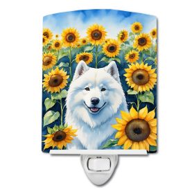 Samoyed 2 in Sunflowers Ceramic Nightlight