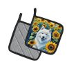 Samoyed 2 in Sunflowers Pair of Potholders