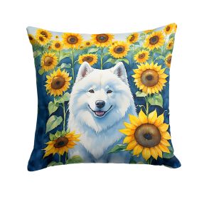 Samoyed 2 in Sunflowers Throw Pillow