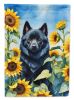 Schipperke in Sunflowers House Flag
