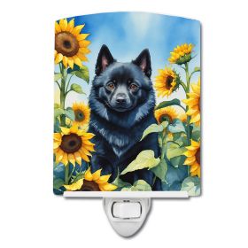 Schipperke in Sunflowers Ceramic Nightlight