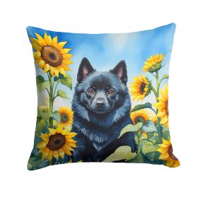 Schipperke in Sunflowers Throw Pillow