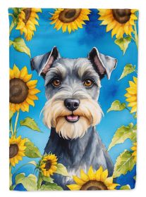 Schnauzer in Sunflowers House Flag
