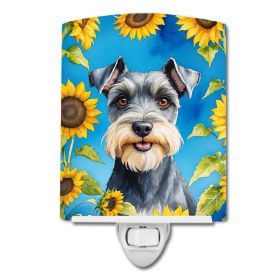 Schnauzer in Sunflowers Ceramic Nightlight