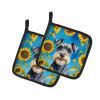 Schnauzer in Sunflowers Pair of Potholders