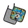 Schnauzer in Sunflowers Pair of Potholders