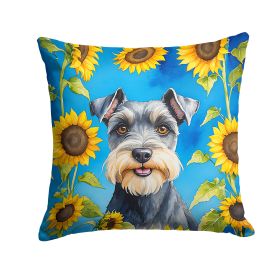 Schnauzer in Sunflowers Throw Pillow