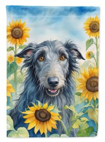 Scottish Deerhound in Sunflowers House Flag